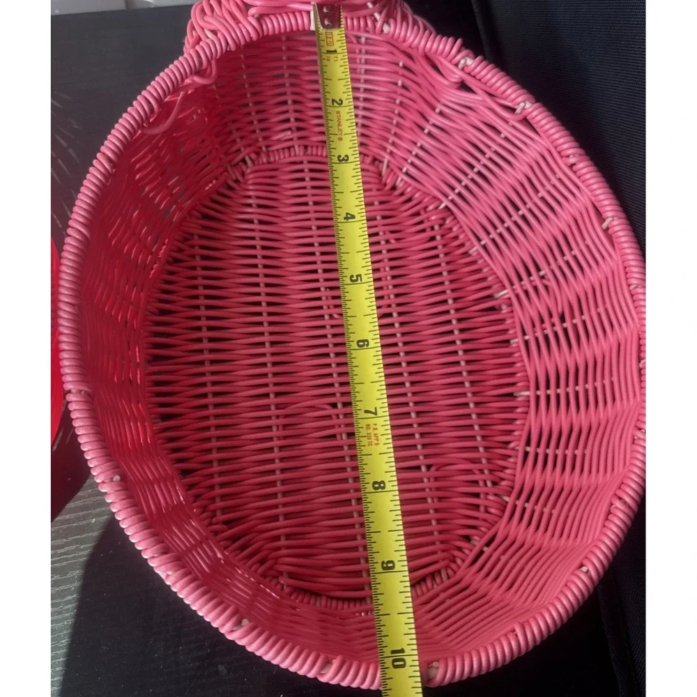 3 Flamingo Resin Wicker Pink Decor Baskets Centerpiece Indoor/Outdoor